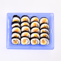 Nouvelle conception, boîte d'emballage pour sushis jetable, durable, bleue, écologique, en plastique PET, avec couvercles