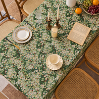 Nappe Moderne Style Monet Tissée à Motifs Floraux Verts avec Franges Décoratives pour Hôtels et Magasins de Décoration Intérieure – Vente en Gros