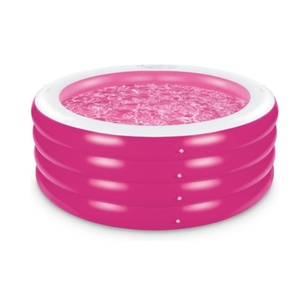 สระว่ายน้ำเป่าลม PVC ทรงกลม ขนาด 70*70*30 นิ้ว พร้อมหูจับ สีชมพู สีฟ้า สระว่ายน้ำสำหรับครอบครัว ปาร์ตี้น้ำหน้าร้อน สวนกลางแจ้ง สนามหลังบ้าน - Product Image 1