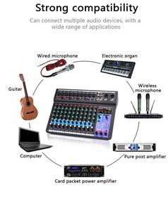 TEYUN A12 Console de mixage audio <span class=keywords><strong>analogique</strong></span> professionnelle 12 canaux avec interface USB, <span class=keywords><strong>carte</strong></span> <span class=keywords><strong>son</strong></span> pour microphone de karaoké et diffusion en direct sur téléphone portable - Product Image 2