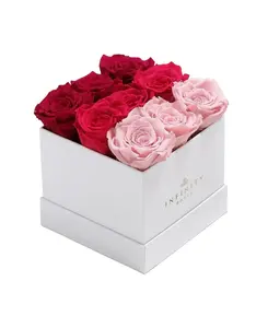 Luxus quadratische Hut Blumen Papier Box benutzer definierte Logo Samt Geschenk Blumen kasten mit Schublade