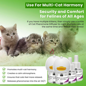48Ml Kat Kalmerende Plug In Feromoon Diffuser Starterkit Helpt Bij Het Verminderen Van Veel Voorkomende Tekenen Van Stress Bij Katten En Kittens Voor Multi-Cat - Product Image 5
