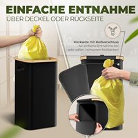 Seau de rangement rectangulaire écologique en bambou avec poche intérieure lavable, capacité de 80 L, couvercle et fermeture éclair au dos pour la maison et le bureau