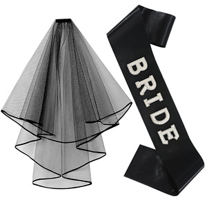 Disfraz <span class=keywords><strong>de</strong></span> Novia <span class=keywords><strong>de</strong></span> Halloween, Velo Negro y Faja con Pedrería, Conjunto <span class=keywords><strong>de</strong></span> 2 Piezas para Fiesta Gótica <span class=keywords><strong>de</strong></span> <span class=keywords><strong>Despedida</strong></span> <span class=keywords><strong>de</strong></span> <span class=keywords><strong>Soltera</strong></span>, Disfraz para Fiesta Temática <span class=keywords><strong>de</strong></span> Boda - Product Image 5