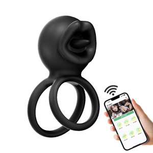 Вибрирующее кольцо для стимуляции языка с беспроводным управлением через приложение, 3 мотора, 9 частот, для интимного использования парами, мужская мастурбационная игрушка - Product Image 6