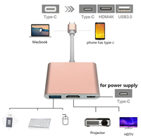 Hub USB-C 3-en-1 prenant en charge la résolution 4K haute définition et le chargement PD 100W, adaptateur USB 3.0 pour smartphones, ordinateurs portables/tablettes