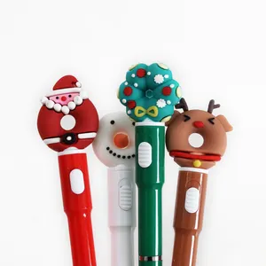 O & Q Speciale Nieuwe Ontwerpen Goedkope Hot Sale Kerst Cadeau Pennen Promotie Balpen Met Kleurrijke Led Licht Voor Tiener Kind
