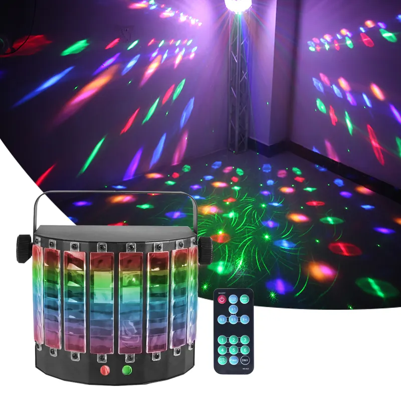 Professional sound activated disco led+laser butterfly pattern light strobe projector KTV party lights
