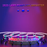Bandes lumineuses intelligentes pour la décoration de la maison 12V, LED multicolores 2835, 54 LED/m, télécommande, découpables, décoration de jardin en cuivre, largeur du circuit imprimé 8 mm