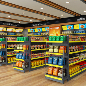 Làm Trung Quốc Kệ siêu thị tùy chỉnh kim loại Pegboard Rack hiển thị hai mặt nhiệm vụ ánh sáng Gondola kệ cửa hàng tạp hóa tường - Product Image 4