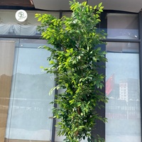 Bonsaï artificiel en banian vert, en plastique, avec tronc en bois artificiel, plantes en pot pour la décoration intérieure.