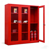 Armoire de lutte contre l'incendie en verre trempé à 3 portes avec serrure à clé, boîte d'hydrant et armoire pour tuyaux d'incendie – Vente en gros