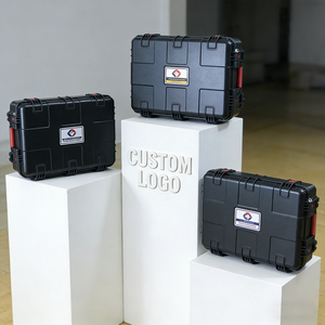 840x571x324mm büyük boy ABS malzeme siyah renk sert çanta plastik tekerlekler ile ekipman için plastik aracı bavul arabası - Product Image 5