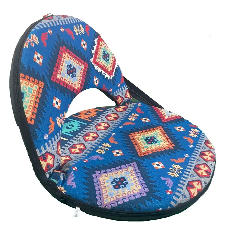 Padded middle east style saudi fabric folding floor chair with adjustable back support