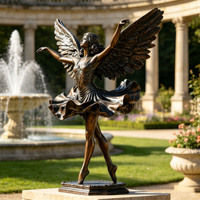 Statue d'art personnalisable, sculpture en bronze élégante de style européen pour jardin de villa, statue de ballerine ailée