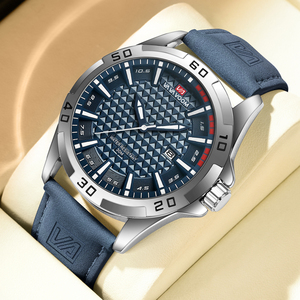 Fashion Mens Luxury Sport Watch Silver Tone Rotating Bezel Textured Dial Quartz Wristwatch with Date for Gift - Product Image 2