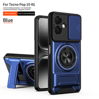 Nouvelle conception de support de charge magnétique sans fil, étui de protection pour téléphone portable Tecno POP 10 4G Smart 10 avec fenêtre coulissante