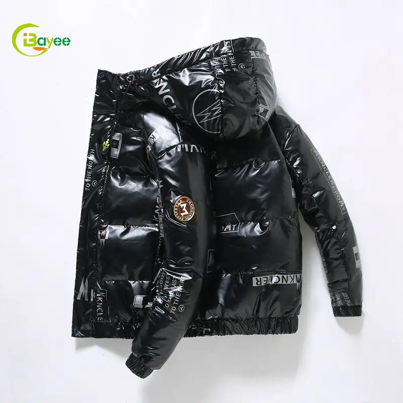 Custom Thick Winter Jacket Men Polyester Down Bubble Coat Puffer Down Jacket Men With Hood