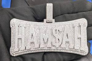 Collier pendentif en argent 925 et moissanite, coupe brillante, style hip-hop, bijoux de créateur, cadeau tendance - Product Image 5