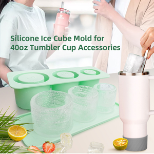 Moule à glaçons en silicone personnalisé à 3 cavités, grand format, à dissolution lente, qualité alimentaire, pour machine à glaçons, pour gobelet de 40 oz, outil à crème glacée - Product Image 3