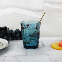 Verres à boire vintage en verre coloré gaufré 240 ml – Gobelets texturés ornés pour mariage, fête, événement, hôtel, restauration, cadeau