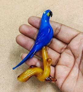 Blue Glass Parrot Figurine On Amber <b>Branch</b> Modern Desk Decor Hand Blown Crystal Ornament Single Piece Office Accessory - Product Image 6