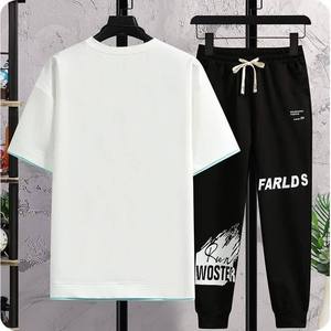 Completo Estivo Casual da Uomo: T-shirt a Maniche Corte e Pantaloni Lunghi, Set Due Pezzi - Product Image 3