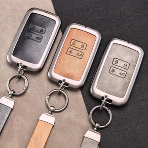 Étui à clés en cuir et alliage <span class=keywords><strong>de</strong></span> zinc pour Renault Captur Koleos Kadjar Arkana Megane <span class=keywords><strong>Dacia</strong></span> Duster <span class=keywords><strong>Sandero</strong></span> Stepway, porte-clés avec chaîne - Product Image 1