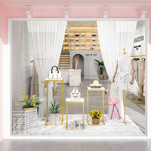 Creative Nano Gold Island para escaparate, estante de exhibición de mesa alto-bajo para zapatos, bolsos, <span class=keywords><strong>ropa</strong></span> en <span class=keywords><strong>tienda</strong></span> de <span class=keywords><strong>ropa</strong></span> - Product Image 2
