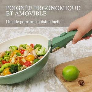 High Quality Modern <b>Ceramic</b> Coated Non-Stick Pots <b>Pans</b> Detachable Handle 8-Piece Aluminum Induction Green Cookware <b>Set</b> - Product Image 4