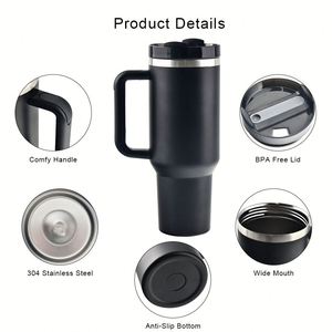 Custom Logo 40oz & 30oz Tumbler Double Wall Stainless Steel Vacuum <b>Insulated</b> Travel Coffee <b>Mug</b> With Handle & Leakproof Lid - Product Image 3