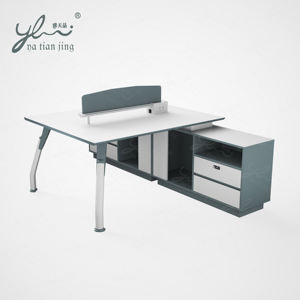 Poste de travail en open space pour 2 personnes, grande <span class=keywords><strong>table</strong></span> de travail partagée avec gestion intégrée des câbles - Product Image 1