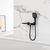 Robinet de douche baignoire noir à une main populaire affichage de la température motif de jet de Jet de Surface chromée ensemble de salle de bain à deux fonctions