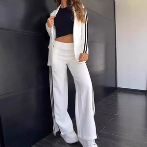 Ensemble tailleur décontracté pour femme avec revers, pantalon large kaki, deux pièces, style urbain, automne-hiver, rayures et carreaux, tailles S M L XL 2XL 3XL - Product Image 3