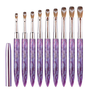 Pinceau à ongles en poils de Kolinsky à manche violet pour extension de poudre acrylique, tailles 10, 12, 14, 16, 18, pinceau de précision pour peinture - Product Image 1