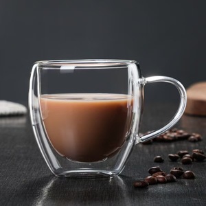 Tasse en verre à <span class=keywords><strong>double</strong></span> <span class=keywords><strong>paroi</strong></span> résistante aux hautes températures avec poignée, tasse à thé de bureau et domestique, tasse à café au lait isolée à <span class=keywords><strong>double</strong></span> couche - Product Image 6