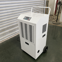 Déshumidificateur commercial portable 138L/D avec grandes roues, poignée de poussée et double drainage pour sous-sol, usine, atelier