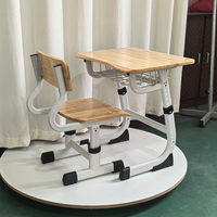 Ensemble bureau et chaise ergonomiques réglables en chêne massif avec pieds en D, modernes et durables, pour la maison, le bureau, la chambre et le salon