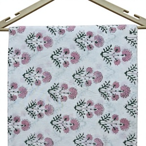 White Pink Floral Hand Block Printed Jaipuri Cotton Fabric Traditional Sanganeri Booti Print Textile For Ethnic Dress Material C - Product Image 1