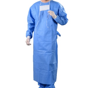 Panas! Perlengkapan Medis Gaun Bedah Steril Sekali Pakai SMS Gaun Nonwoven untuk Penggunaan APD - Product Image 3