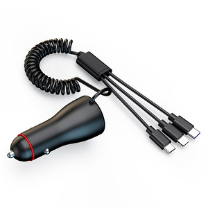 Car Charger Dual Usb Ports 65W Fast <b>Charging</b> Digital Display With Three <b>Cables</b> For Vehicle Use - Product Image 2