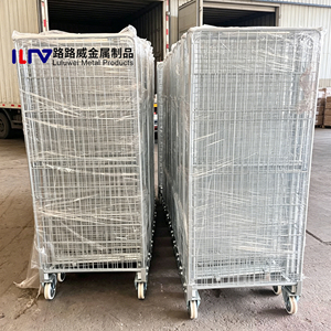 Warehouse Wire Mesh Storage Cage with <strong>Wheels</strong> Foldable Steel Logistic Trolley - Product Image 3