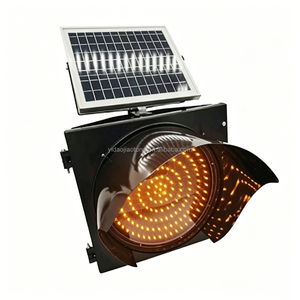 CE ROHS High Brightness Yellow Flashing Traffic Command Light Plastic 300mm <strong>Solar</strong> Powered LED <strong>Amber</strong> - Product Image 2