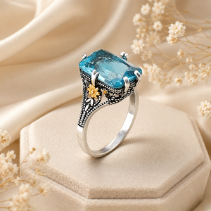 Anello a forma di fiore bicolore, accessorio di design alla moda per l'uso quotidiano - Product Image 6