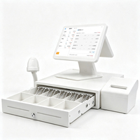 Caisse enregistreuse 15 pouces tout-en-un, systèmes POS à double écran tactile, terminal POS, imprimante, système de point de vente pour la vente au détail