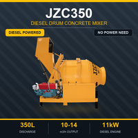 Bétonnière hydraulique à benne basculante JZC350 à moteur diesel, 350L, décharge entièrement automatique 10-14m3/h, moteur 11kW 15HP, directement de l'usine