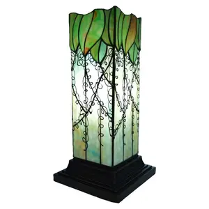 Lampu meja desain mewah kanopi kaca E26 base Garces Lavish Vine Filigree Tiffany 17.63"