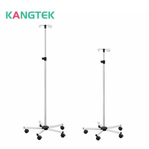 Rak medis portabel, rak berdiri tinggi dapat diatur, tiang infus Stainless Iv dengan dasar logam padat untuk klinik rumah sakit - Product Image 1