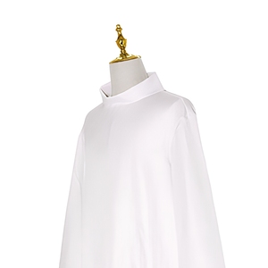 Abito Sacerdotale Bianco per Uomo, Veste Clericale Cattolica Medievale, Collo Alto, Tinta Unita, Costume per Messa in Chiesa - Product Image 4