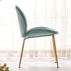 Modern Metal Flared <b>Legs</b> Green Velvet Dinner Chair for Home Bar and Villa Use - Product Image 4